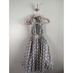 VTG 90's Jean Paul Gaultier Black and White Eyelet Daisy Halter Dress Sz 5 Small